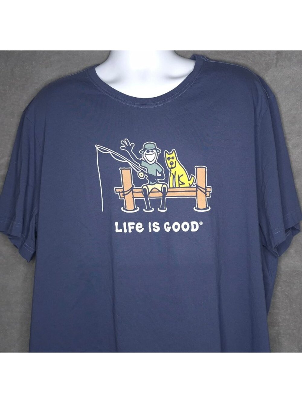 Life Is Good Mens Crusher-Lite T-Shirt XXL Fishing Graphic Dog Short Sleeve